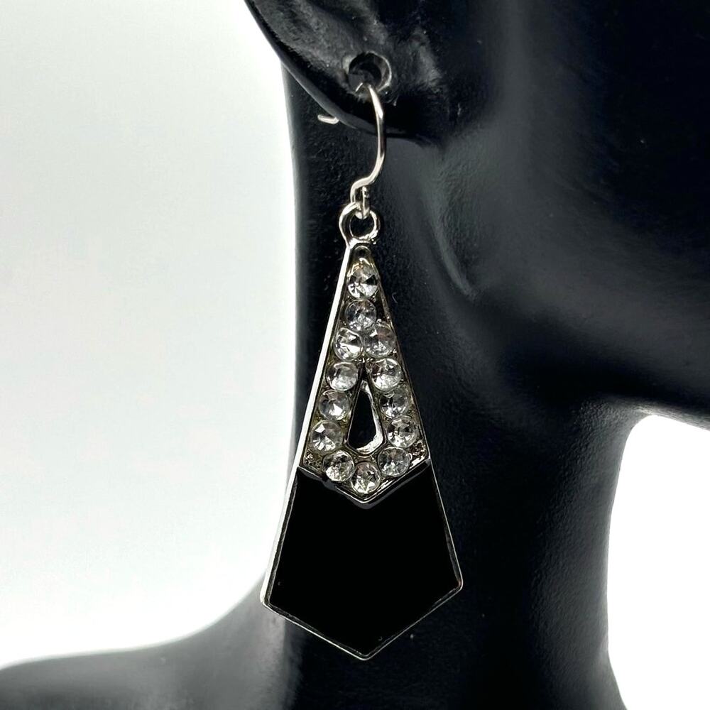 Silver & Black Drop Earrings